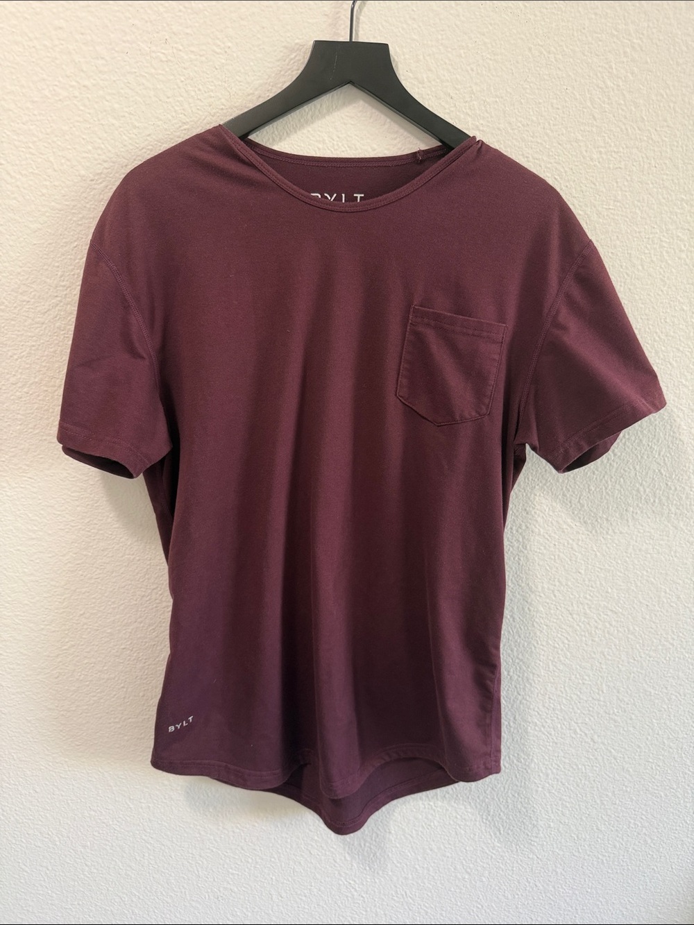 BYLT Basics Burgundy Short Sleeve Pocket Tee Men's Large